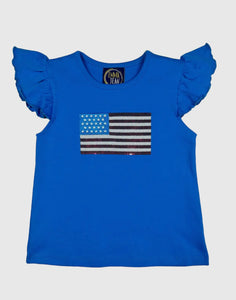 FLAG APPLIQUE ANGEL SLEEVE SHIRT