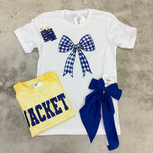 BLUE CHECKED BOW T-SHIRT