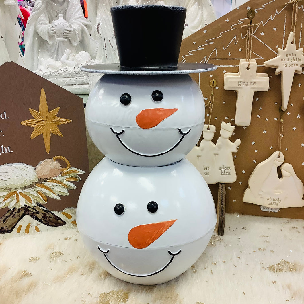 STACK SNOWMAN CONTAINER WITH HAT