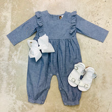 Load image into Gallery viewer, CHAMBRAY L/S GIRLS ROMPER
