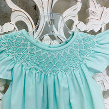 Load image into Gallery viewer, CATHERINE MINT PEARL SMOCKED BUBBLE
