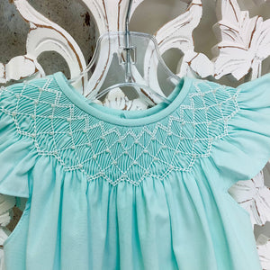 CATHERINE MINT PEARL SMOCKED BUBBLE