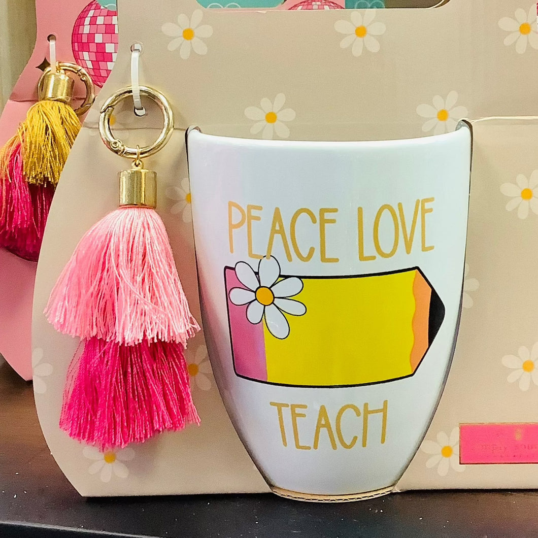 PEACE LOVE TEACH MUG