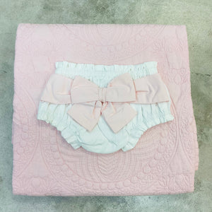 WHITE BOW DIAPER COVER