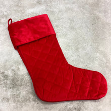 Load image into Gallery viewer, RED QUILTED CHRISTMAS STOCKING
