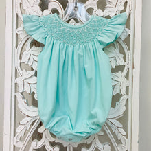 Load image into Gallery viewer, CATHERINE MINT PEARL SMOCKED BUBBLE
