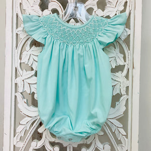 CATHERINE MINT PEARL SMOCKED BUBBLE