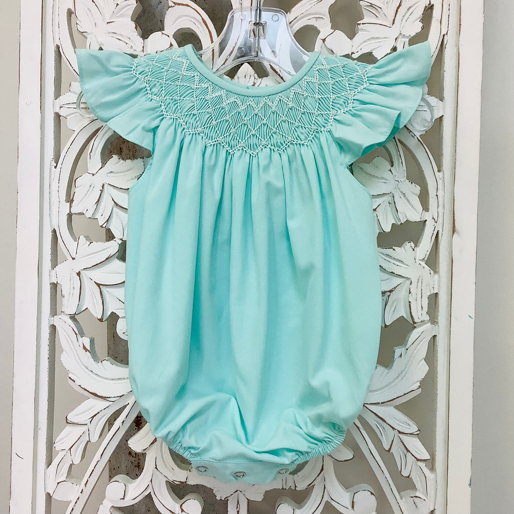 CATHERINE MINT PEARL SMOCKED BUBBLE