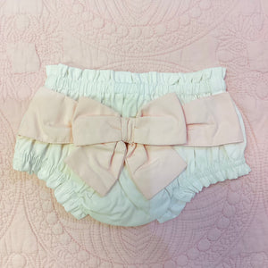 WHITE BOW DIAPER COVER