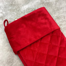 Load image into Gallery viewer, RED QUILTED CHRISTMAS STOCKING
