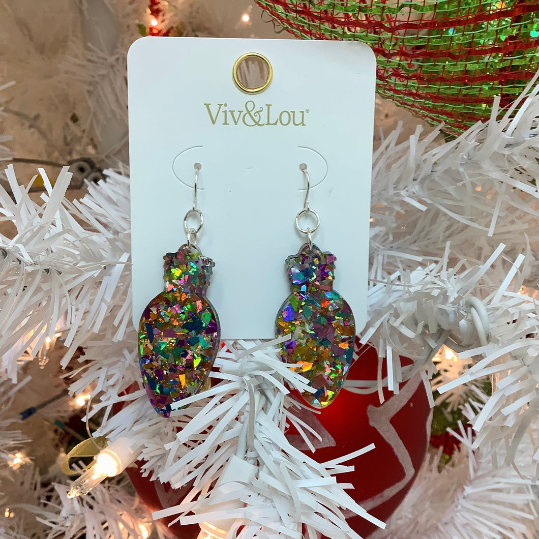 MULTI Glitter ACRYLIC CHRISTMAS LIGHT EARRINGS