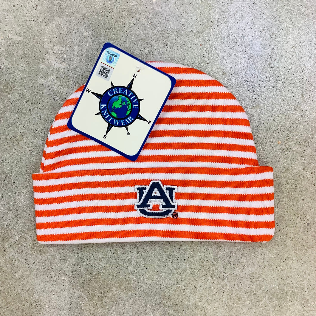 AUBURN NEWBORN STRIPED KNIT CAP