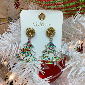 CONFETTI POP ACRYLIC CHRISTMAS TREE EARRINGS