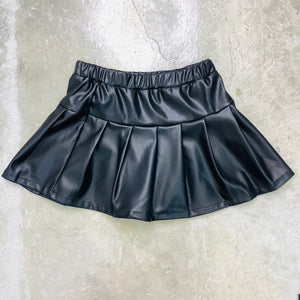 FAUX BLACK LEATHER SKIRT