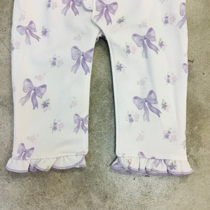 LAVENDER BOW PRINTED COVERALL W/RUFFLES