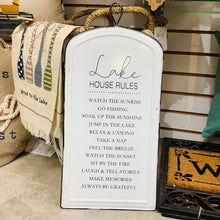 Load image into Gallery viewer, METAL LAKE HOUSE RULE SIGN
