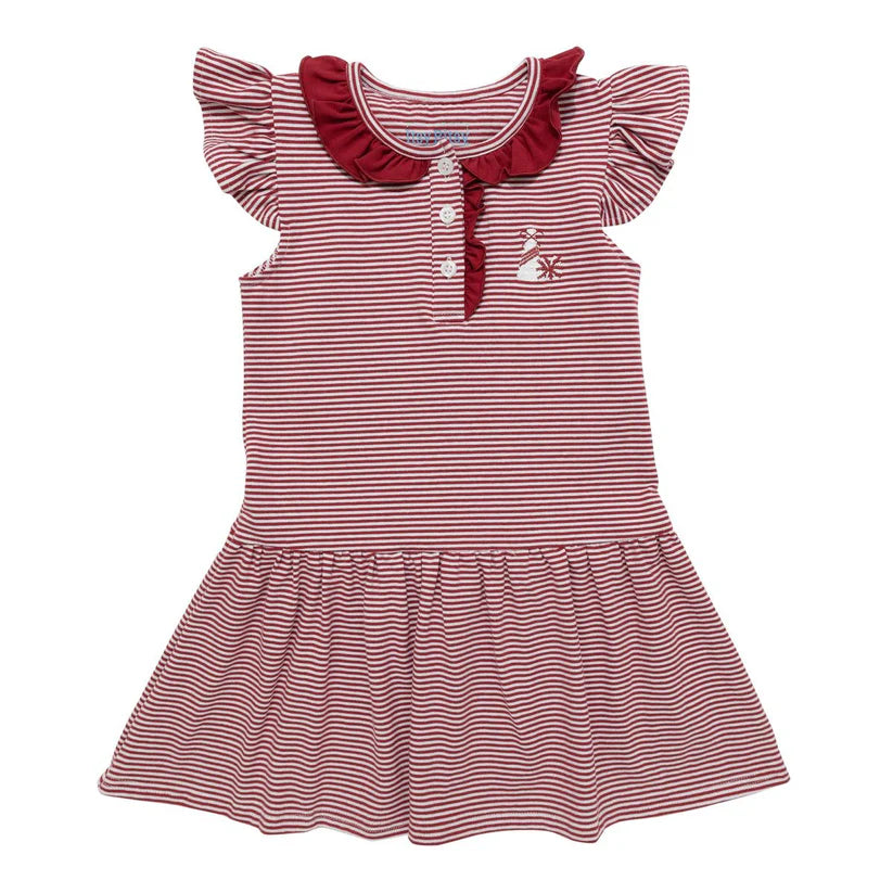 GAME DAY STRIPE DRESS - CRIMSON