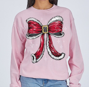 SANTA BOW CREW SWEATSHIRT