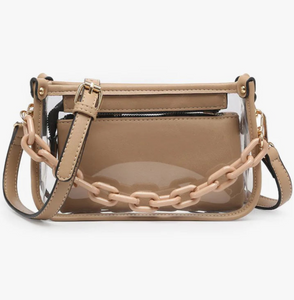 JESSICA CLEAR CROSSBODY BAG - 2WAY SHOLDER OR HANDBAG