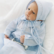 Load image into Gallery viewer, BOYS DOT EMBROIDERED GOWN WITH BONNET - BLUE
