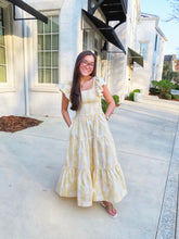 Load image into Gallery viewer, GOLDEN DAMASK SMOCKED DRESS
