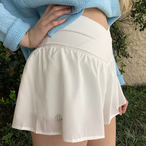 SIMPLY SOUTHERN CROSS WAISTBAND SHORTS-WHITE