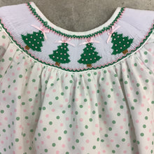 Load image into Gallery viewer, SMOCKED PEARL CHRISTMAS TREE DRESS
