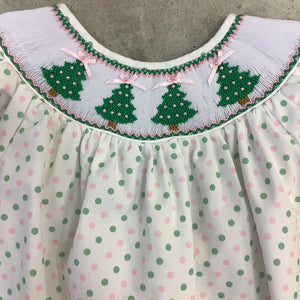 SMOCKED PEARL CHRISTMAS TREE DRESS