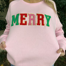 Load image into Gallery viewer, MERRY CHENILLE LETTER SWEATSHIRT
