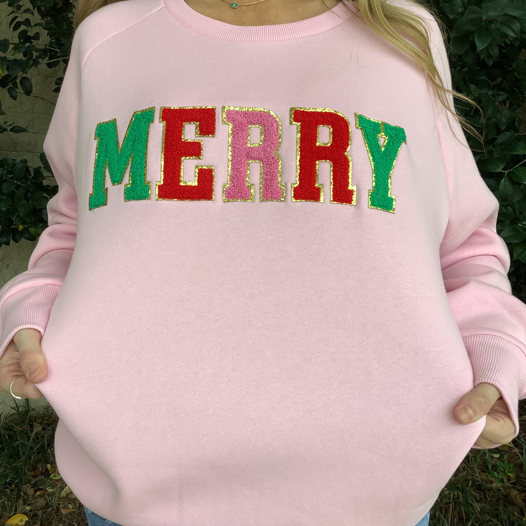 MERRY CHENILLE LETTER SWEATSHIRT