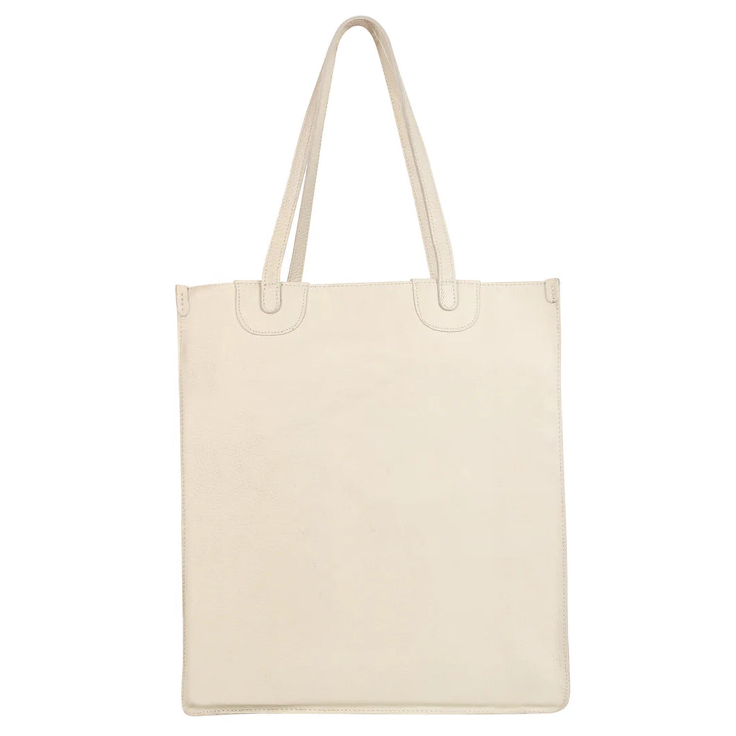 LEATHER TOTE - CREAM WHITE