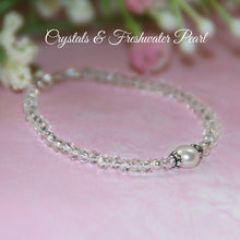 Load image into Gallery viewer, STERLING SILVER CRYSTAL &amp; FRESHWATER PEARL BRACELET 4 1/2"
