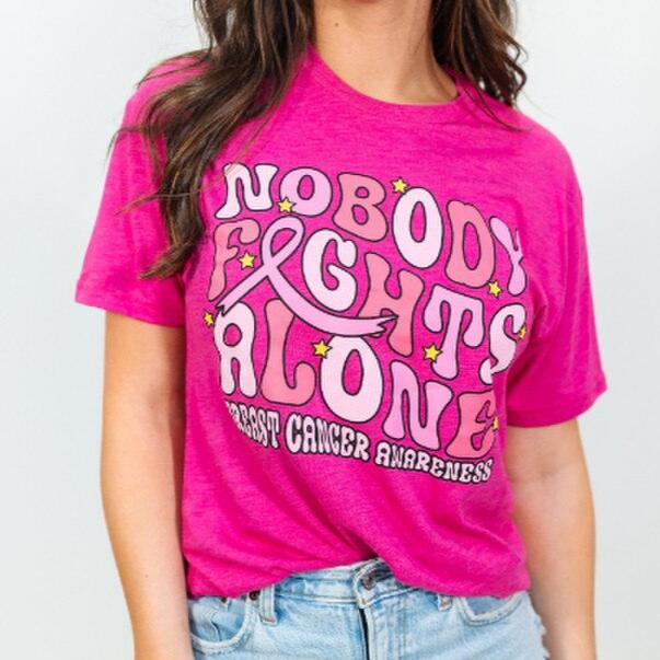 NOBODY FIGHTS ALONG CREW NECK TEE