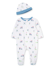 Load image into Gallery viewer, GOLF CLUB ZIP FOOTIE WITH HAT
