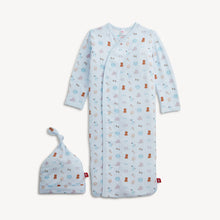 Load image into Gallery viewer, MAGNET ME GOWN + HAT SET - NURSERY NOSTALGIA BLUE
