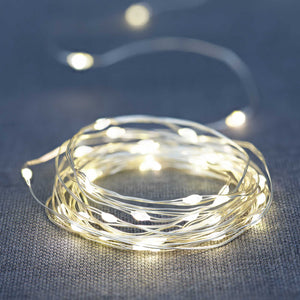 20 ft. SILVER WIRE 60 WARM WHITE B/O LED STRING LIGHTS