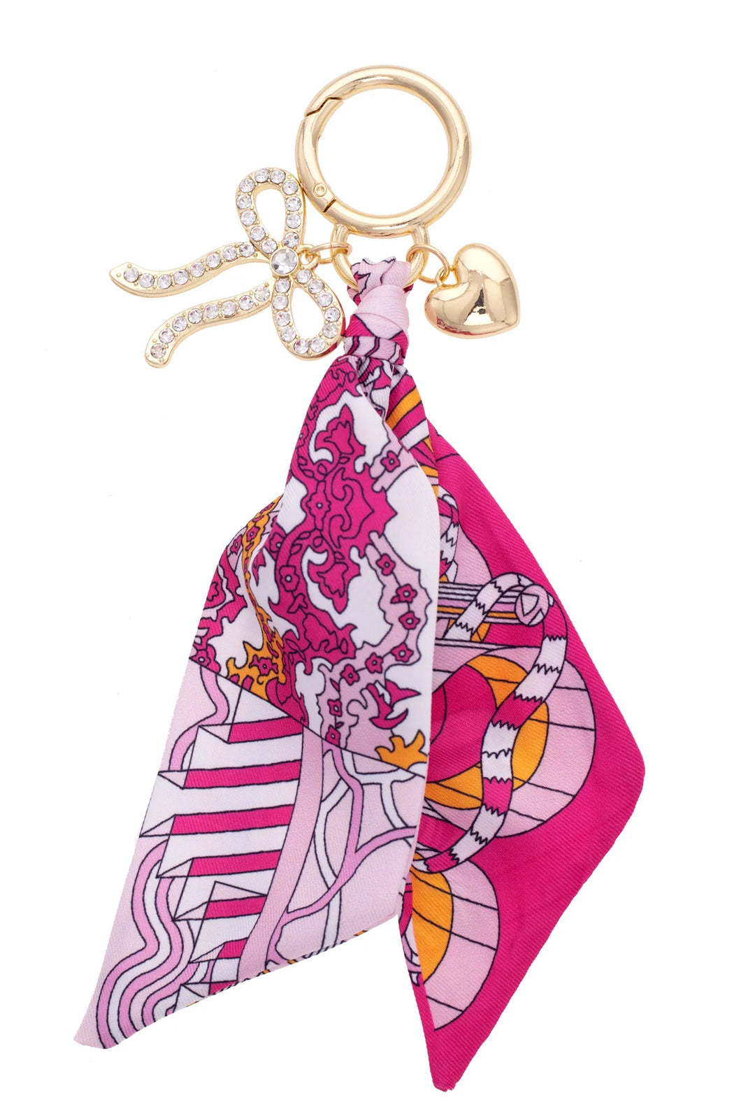 CARLEY PAVE BOW TWILLY BAG CHARM - LIGHTPINK/FUCHSIA