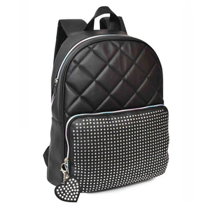 QUILTED RHINESTONE BACKPACK - LARGE