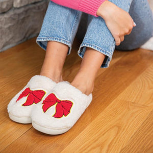 RED CHRISTMAS BOW SLIPPERS