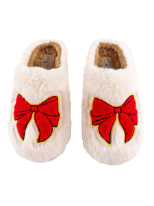 RED CHRISTMAS BOW SLIPPERS