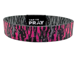 TAP TO PRAY™ WRISTBANDS - TREE BARK CAMO PINK & GREY