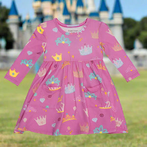 PRINCESS CROWNS L/S TWIRLEY DRESS