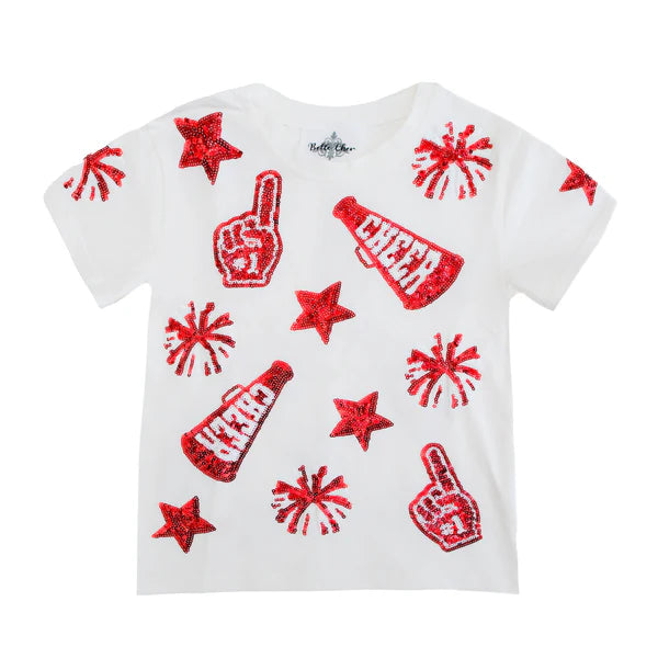 CHEER SHIRT - RED & WHITE