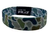 Load image into Gallery viewer, TAP TO PRAY™ WRISTBANDS - RIVER ROCK CAMO MOSS &amp; SLATE
