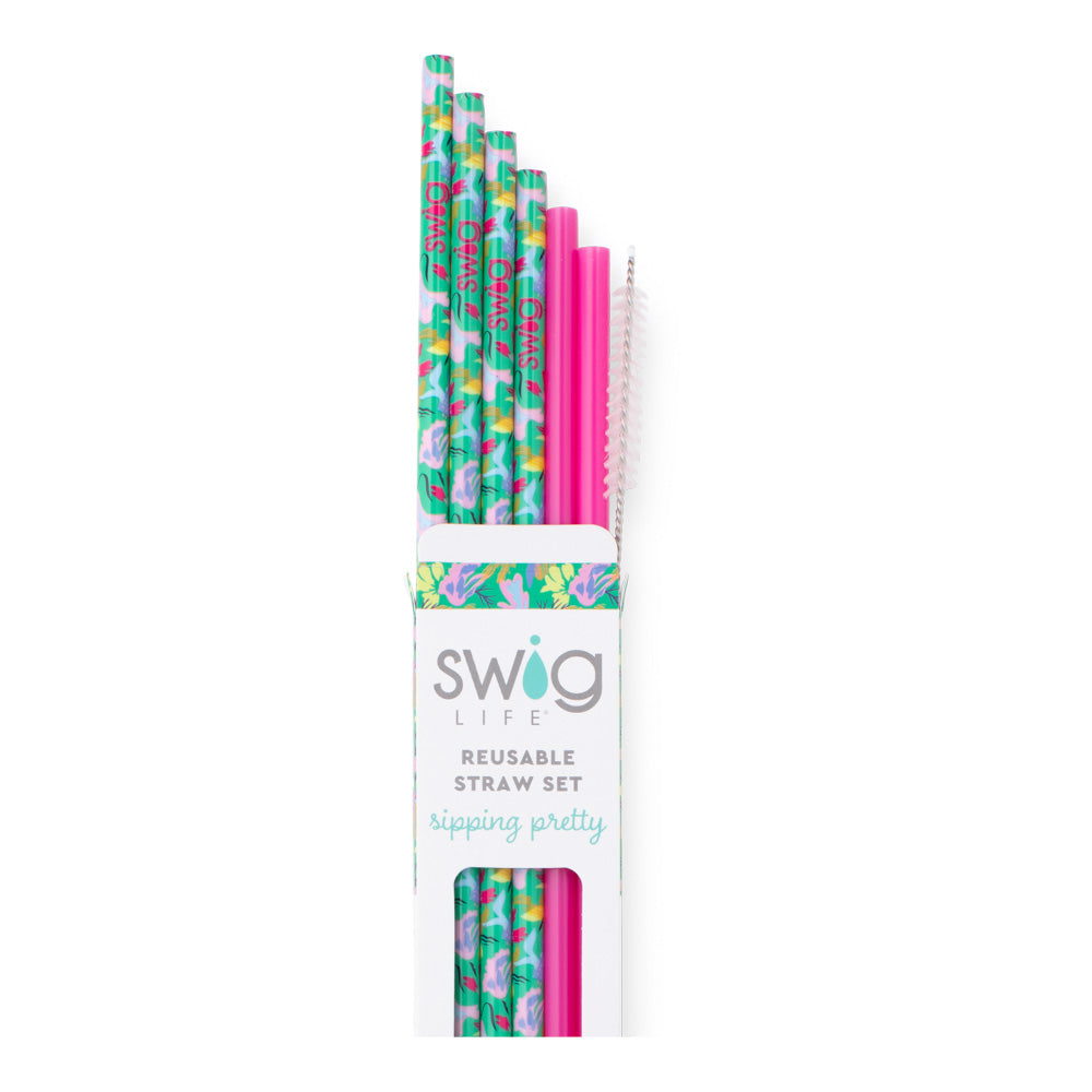 SWIG REUSABLE STRAW SET-PARADISE+GREEN