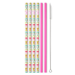 SWIG REUSABLE STRAW SET-COOKIE JAR+PINK