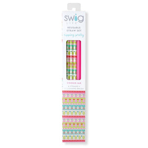 SWIG REUSABLE STRAW SET-COOKIE JAR+PINK