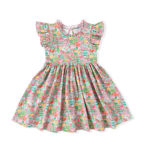 TROPICAL PARADISE FLUTTER DRESS