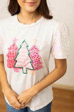 Load image into Gallery viewer, FESTIVE FOREST WHITE SEQUIN TOP
