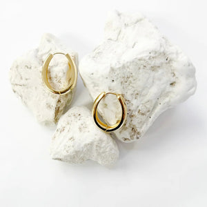 LARGE OVAL HUGGIE HOOPS  - GOLD
